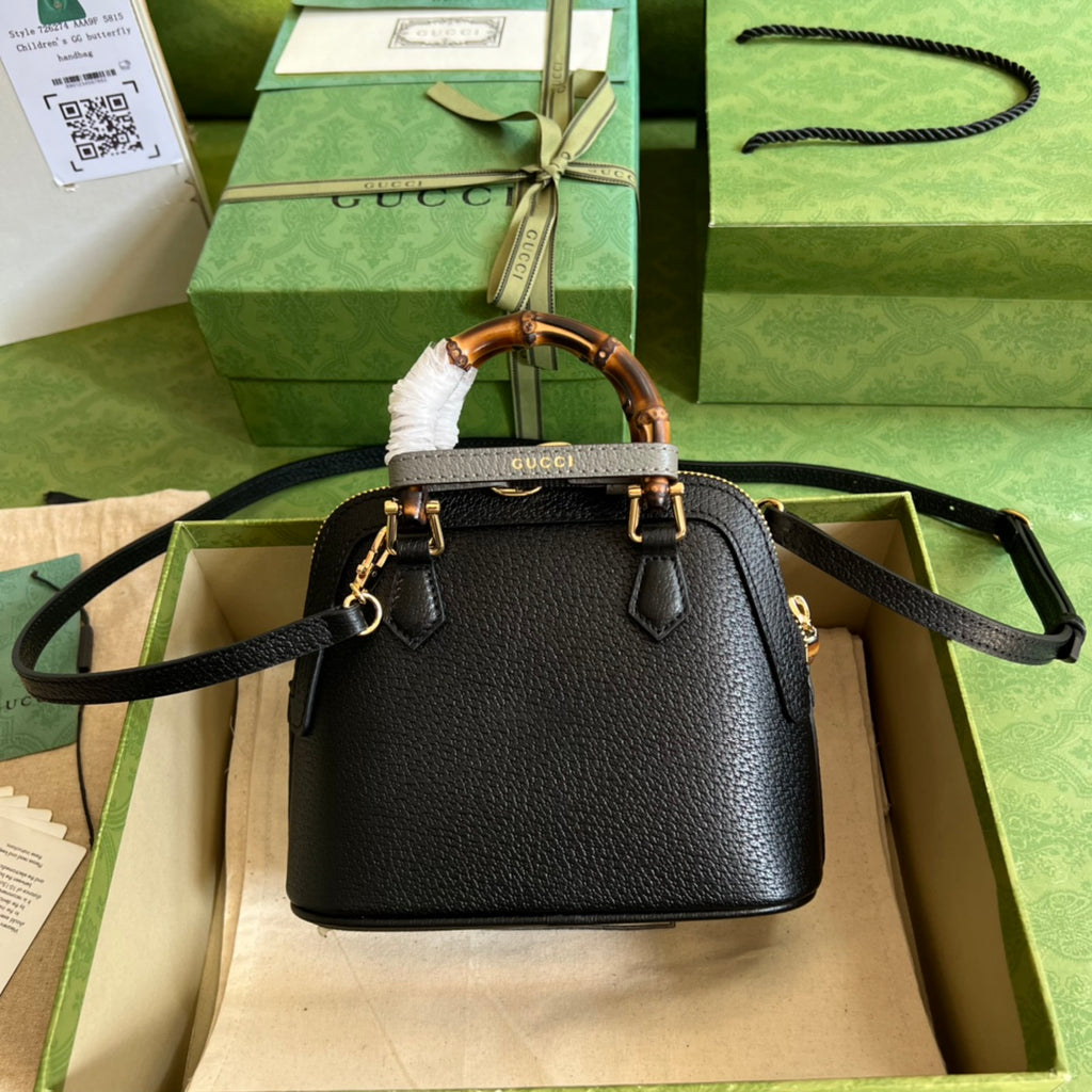 Diana Leather Bamboo Handle Bag