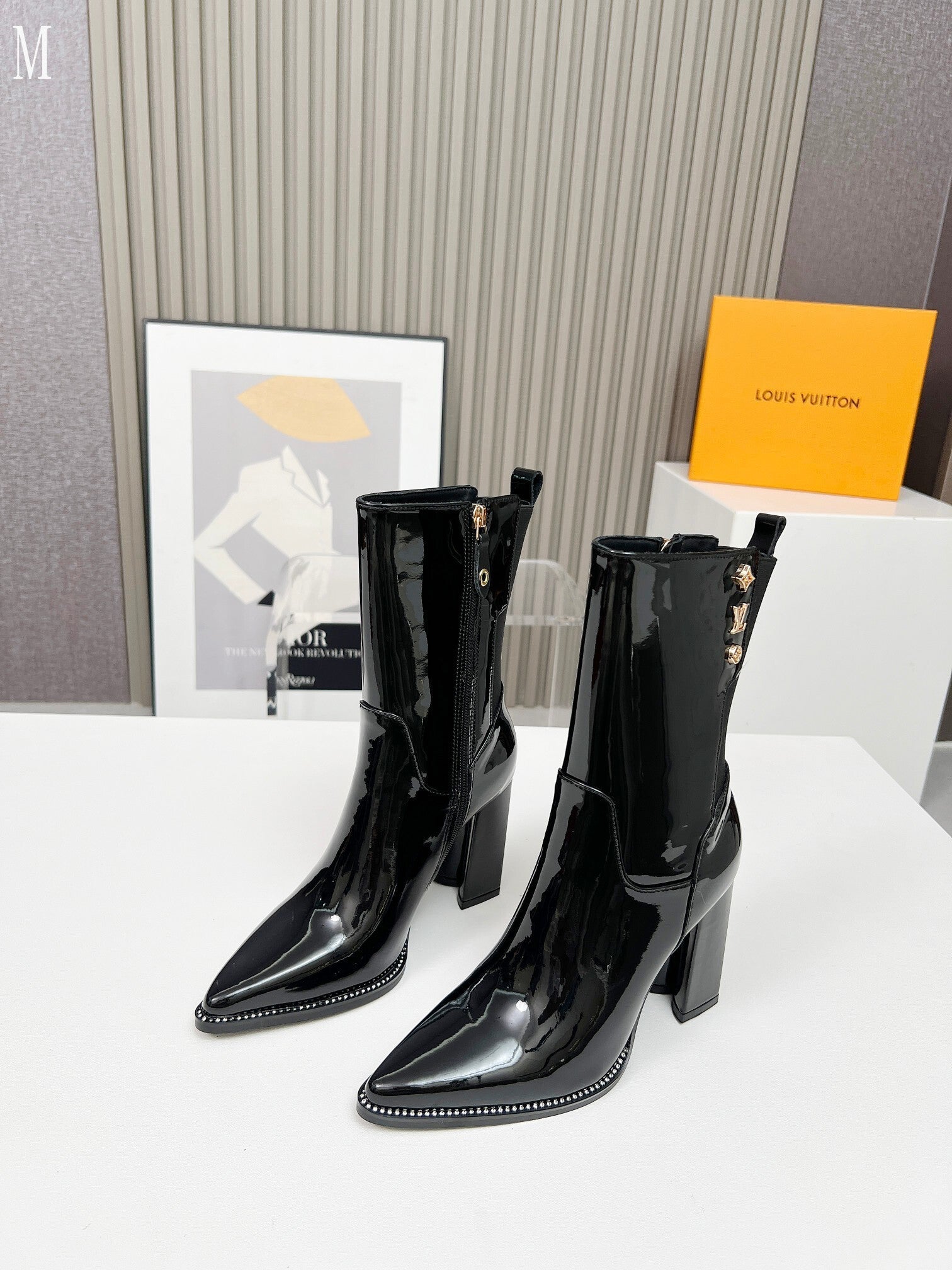 Smooth Leather Mid-Calf Ankle Boots