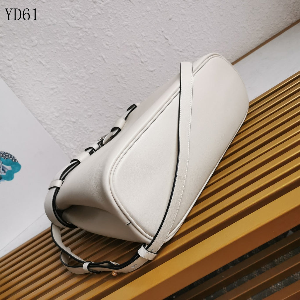 Buckle Belted Medium Leather Tote Bag