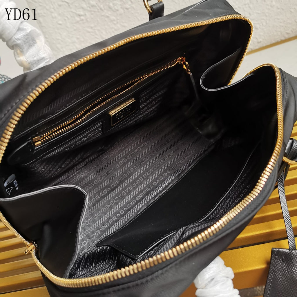 Re-Nylon and Saffiano Leather Two-Handle Bag