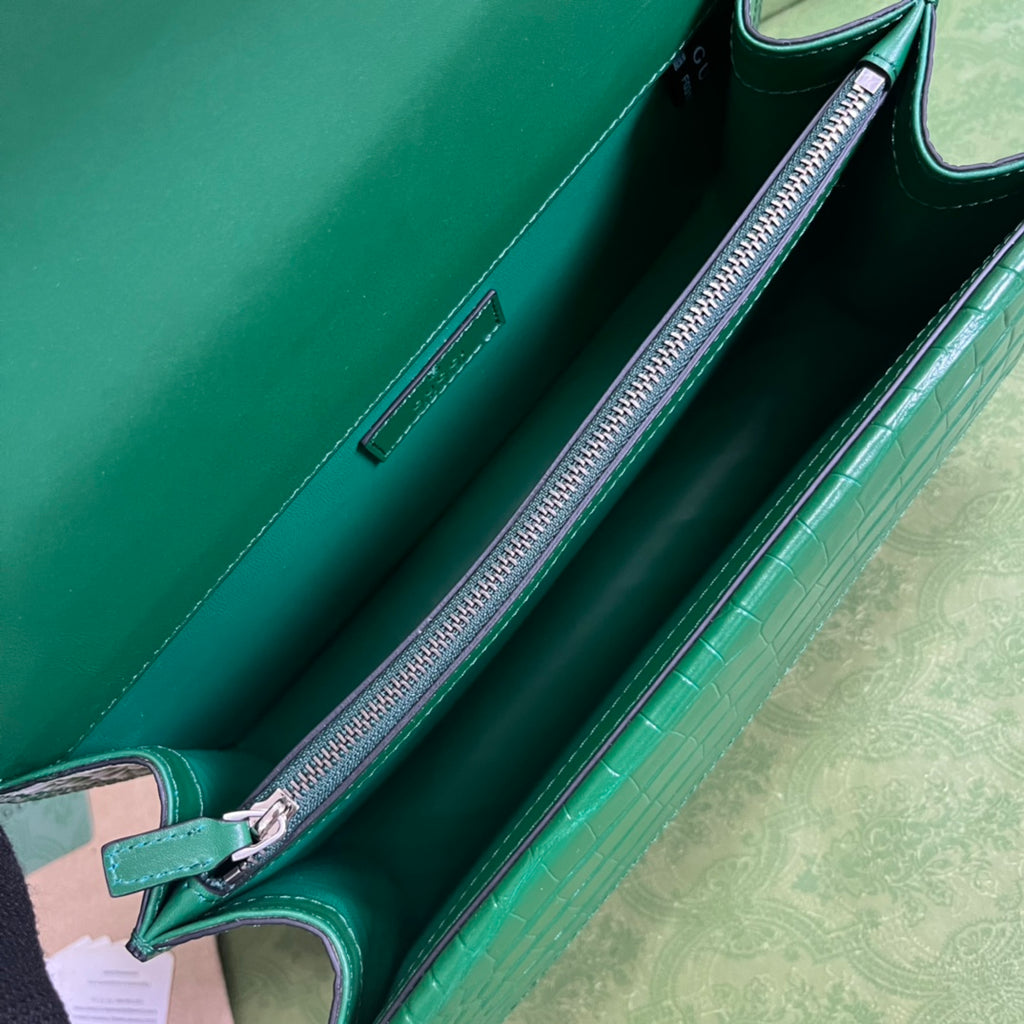 Croc-Embossed Dionysus Shoulder Bag