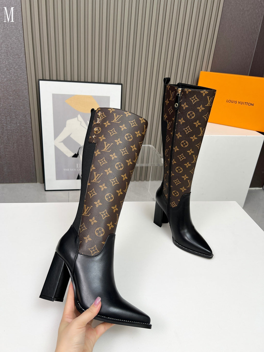 Monogram Knee-High Leather Boots