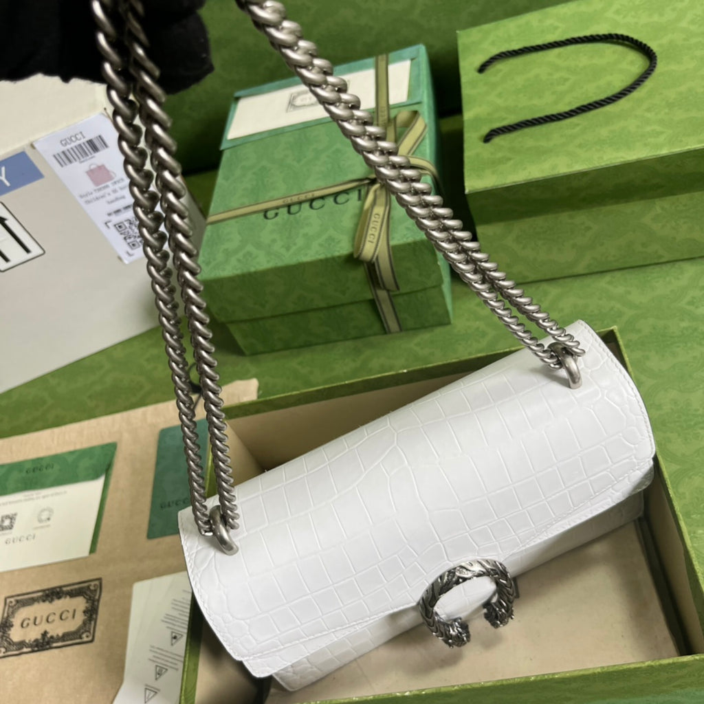 Croc-Embossed Dionysus Shoulder Bag