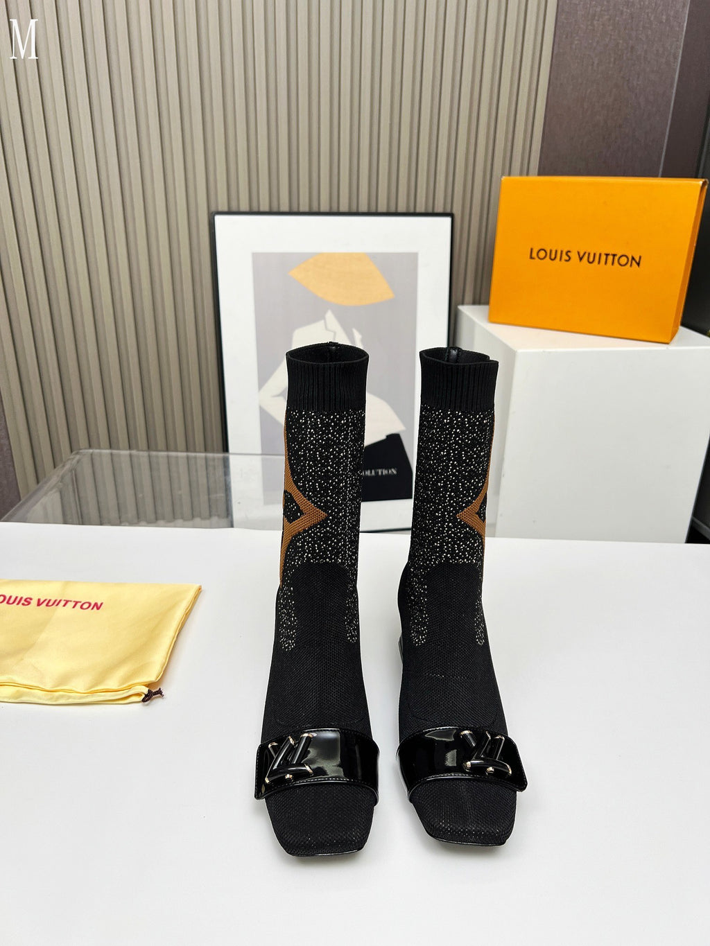 Monogram Knit Sock Ankle Boots