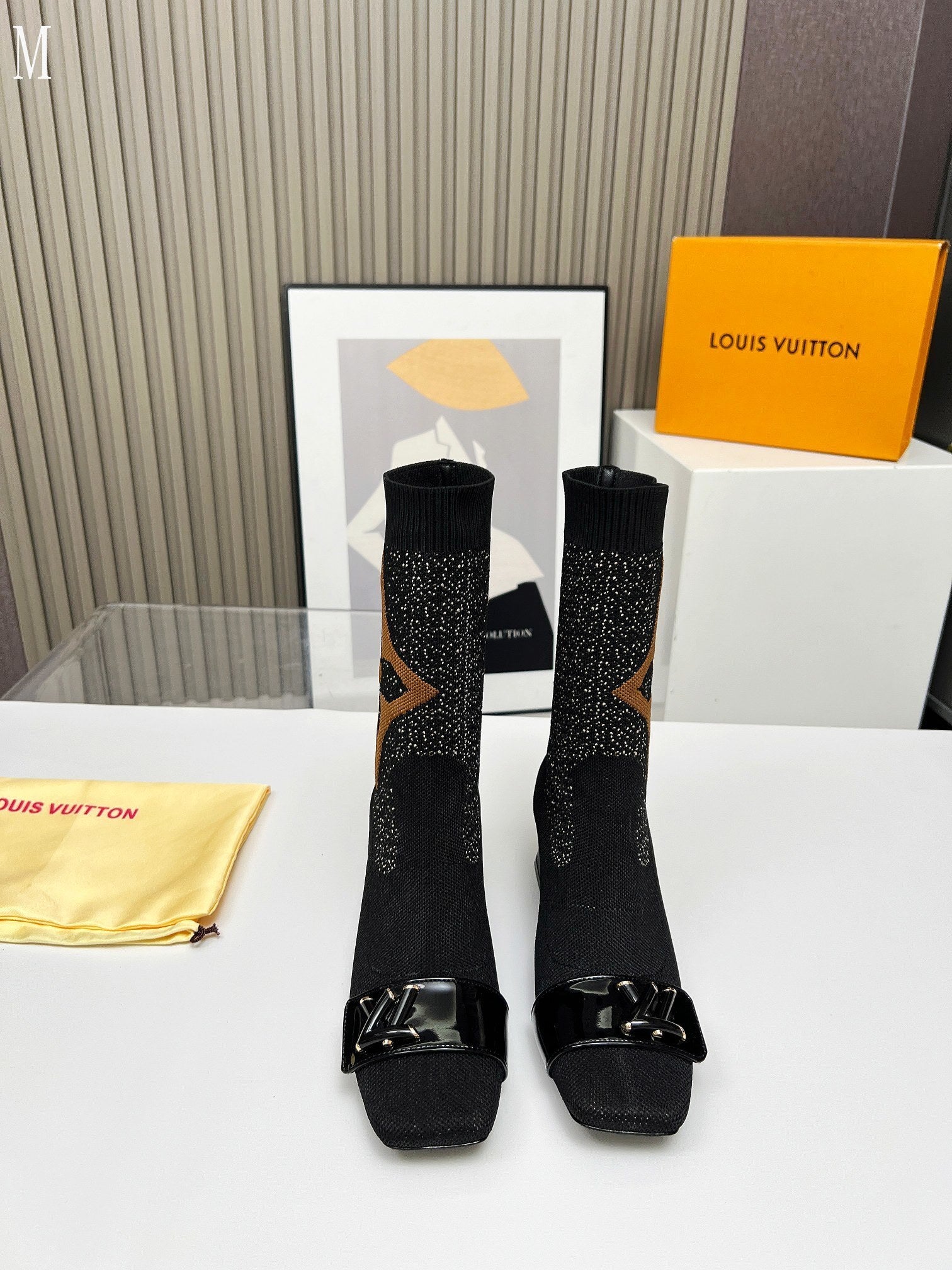 Monogram Knit Sock Ankle Boots