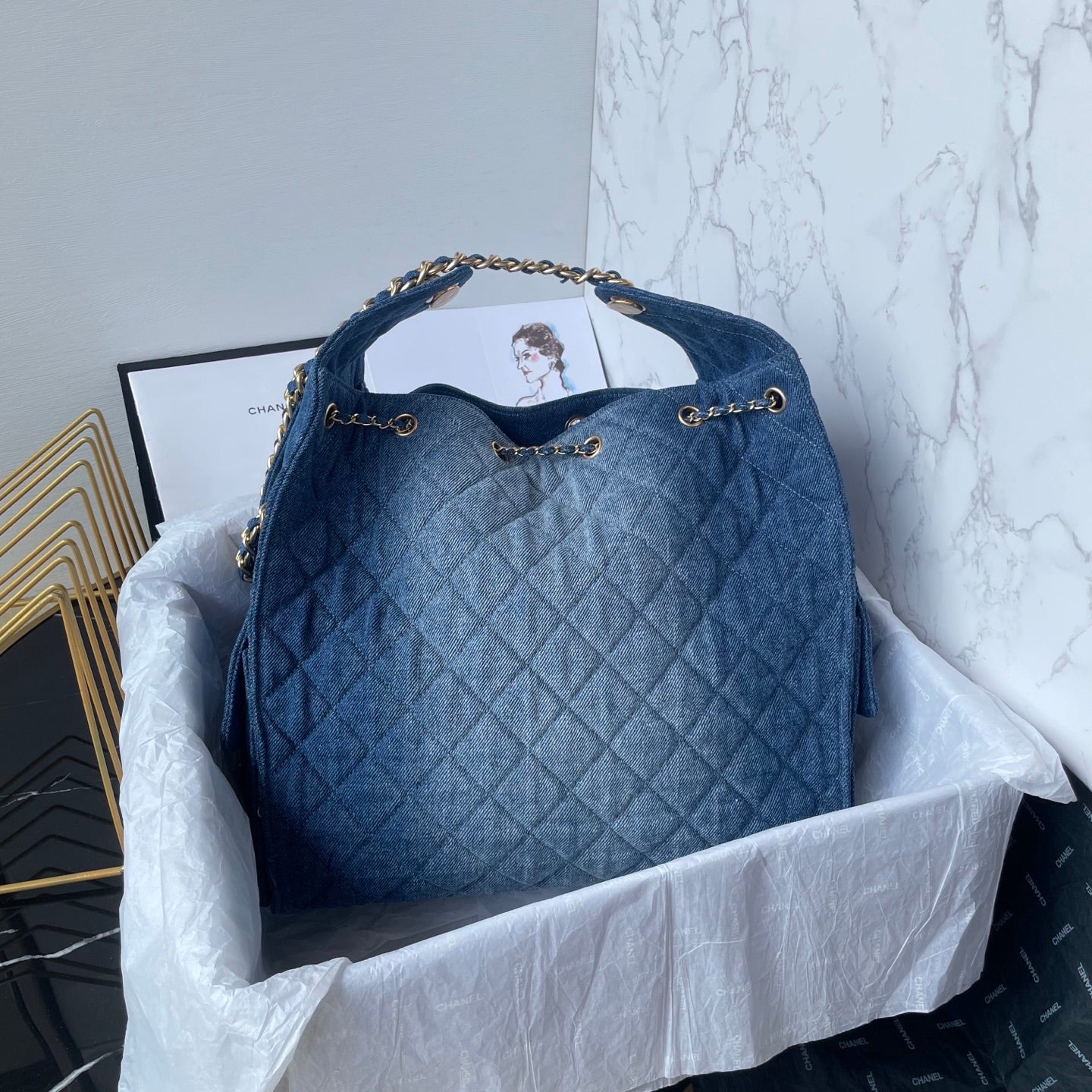 25 Medium Quilted Large Denim Bag