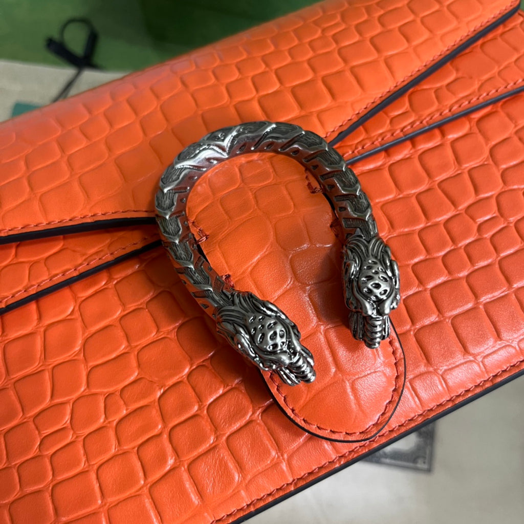 Croc-Embossed Dionysus Shoulder Bag