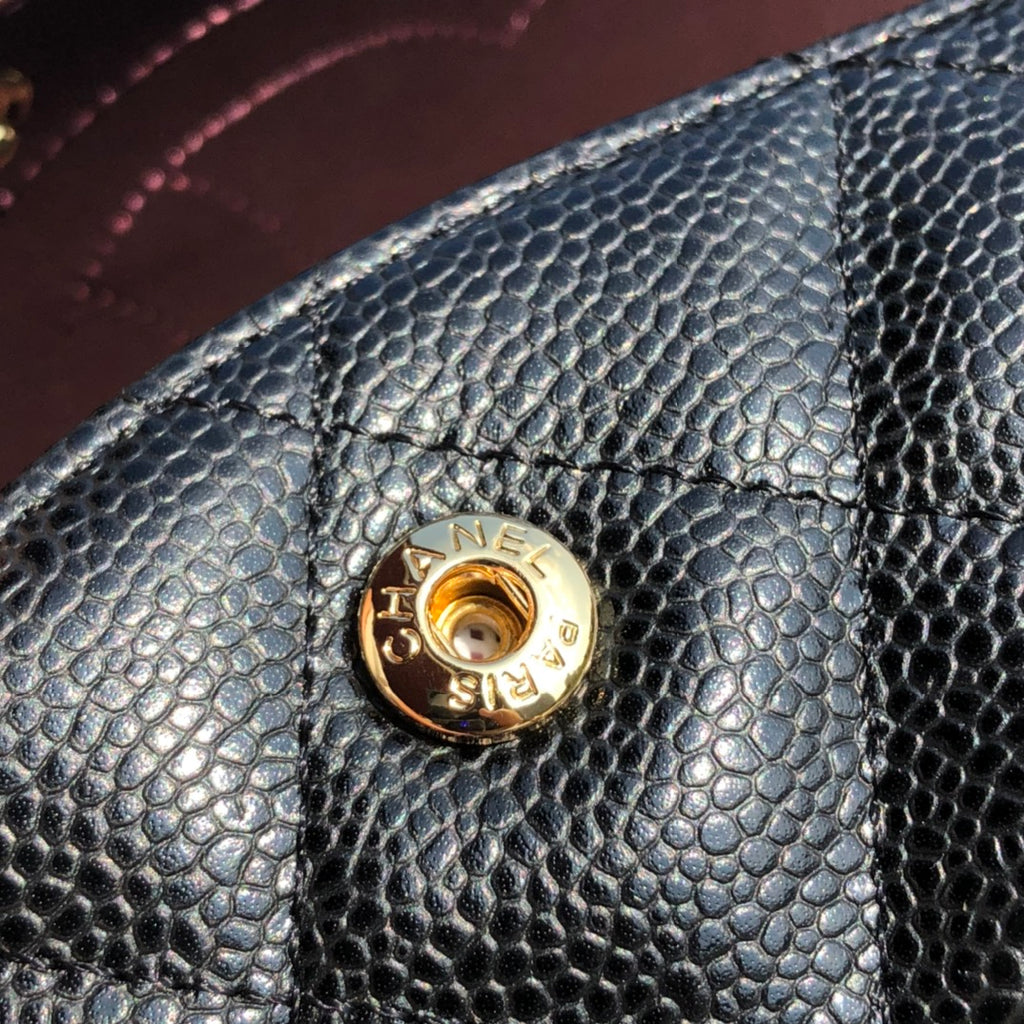 3.55 Large Caviar Leather Classic Double Flap Bag - Gold hardware