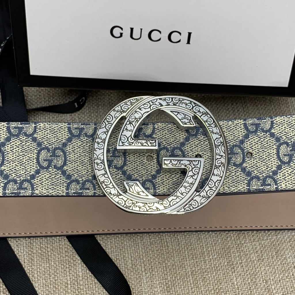 Monogram Canvas Belt with Silver GG Buckle