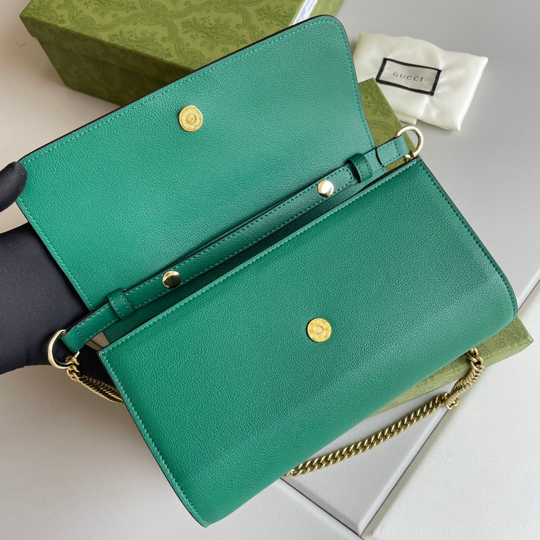 Bamboo Handle Leather Wallet with Chain