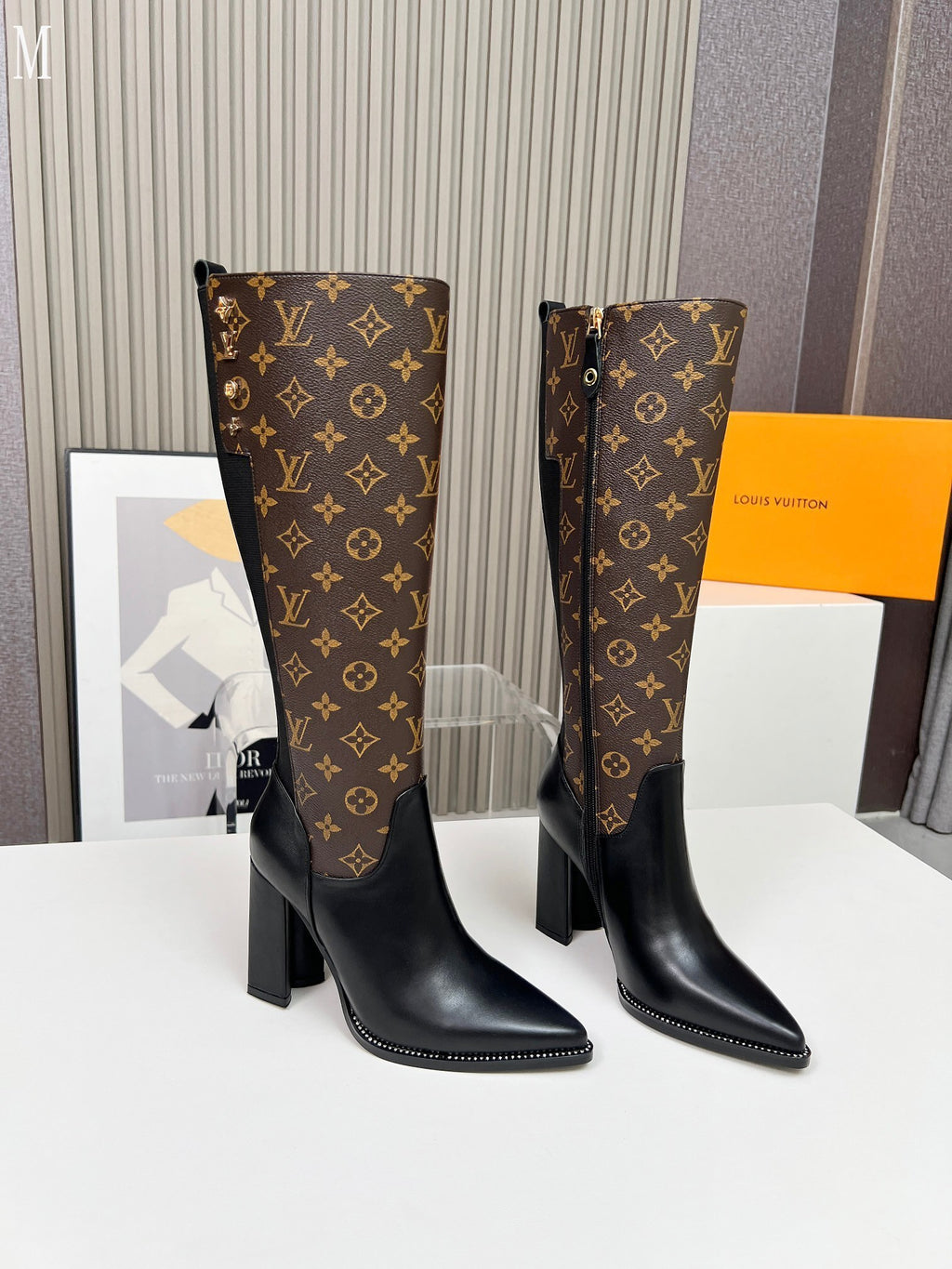 Monogram Knee-High Leather Boots