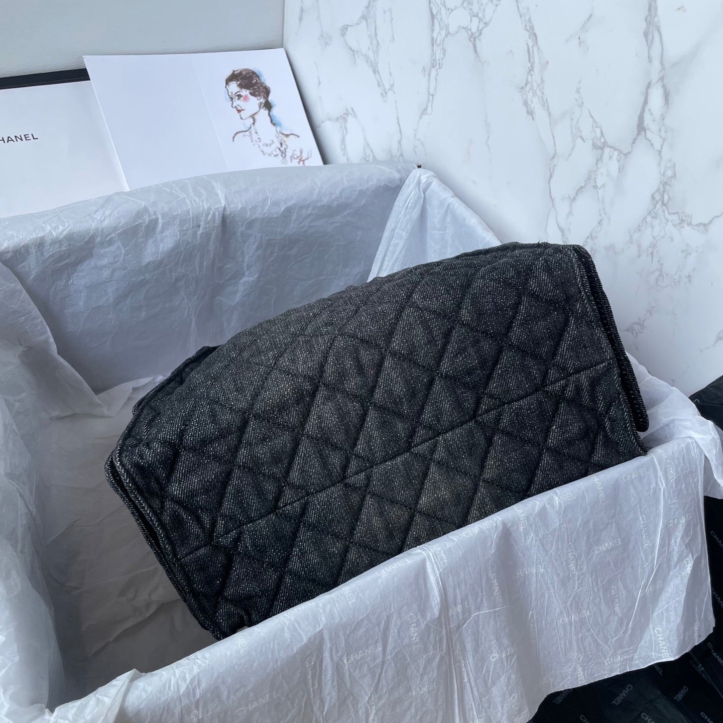 25 Medium Quilted Denim Bag