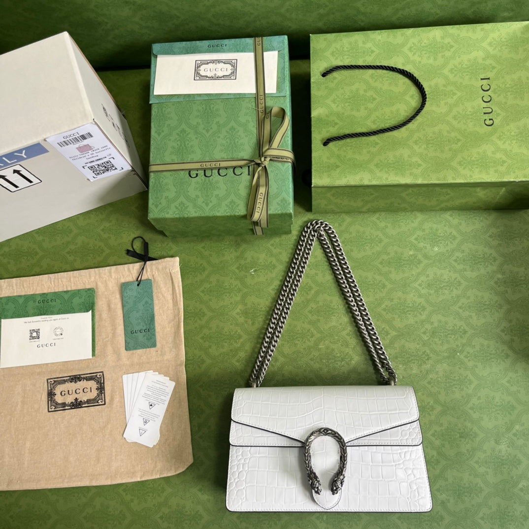 Croc-Embossed Dionysus Shoulder Bag