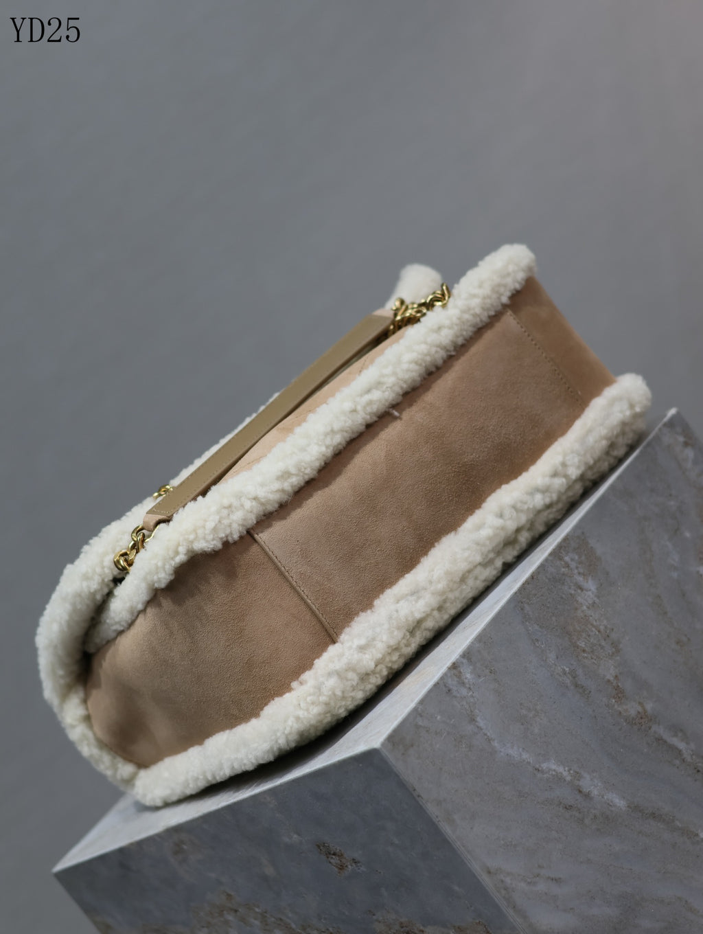 Niki Medium Shearling-Trimmed Suede Shoulder Bag