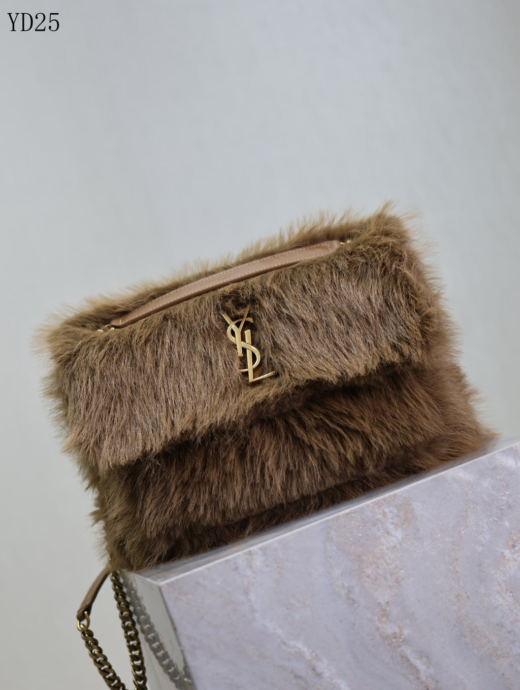 Niki Small in Shearling Bag
