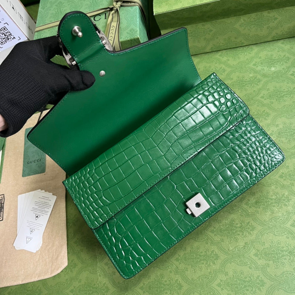 Croc-Embossed Dionysus Shoulder Bag