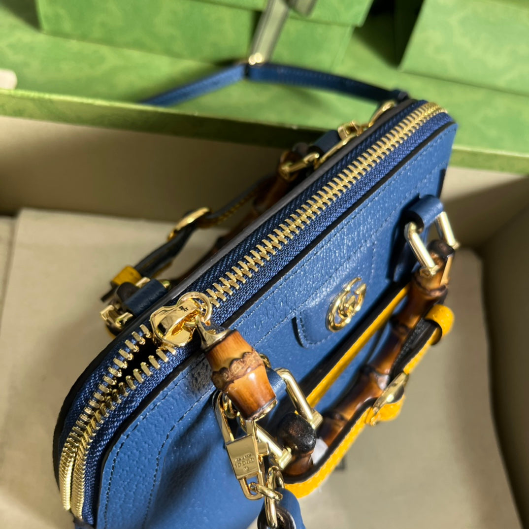 Diana Leather Bamboo Handle Bag