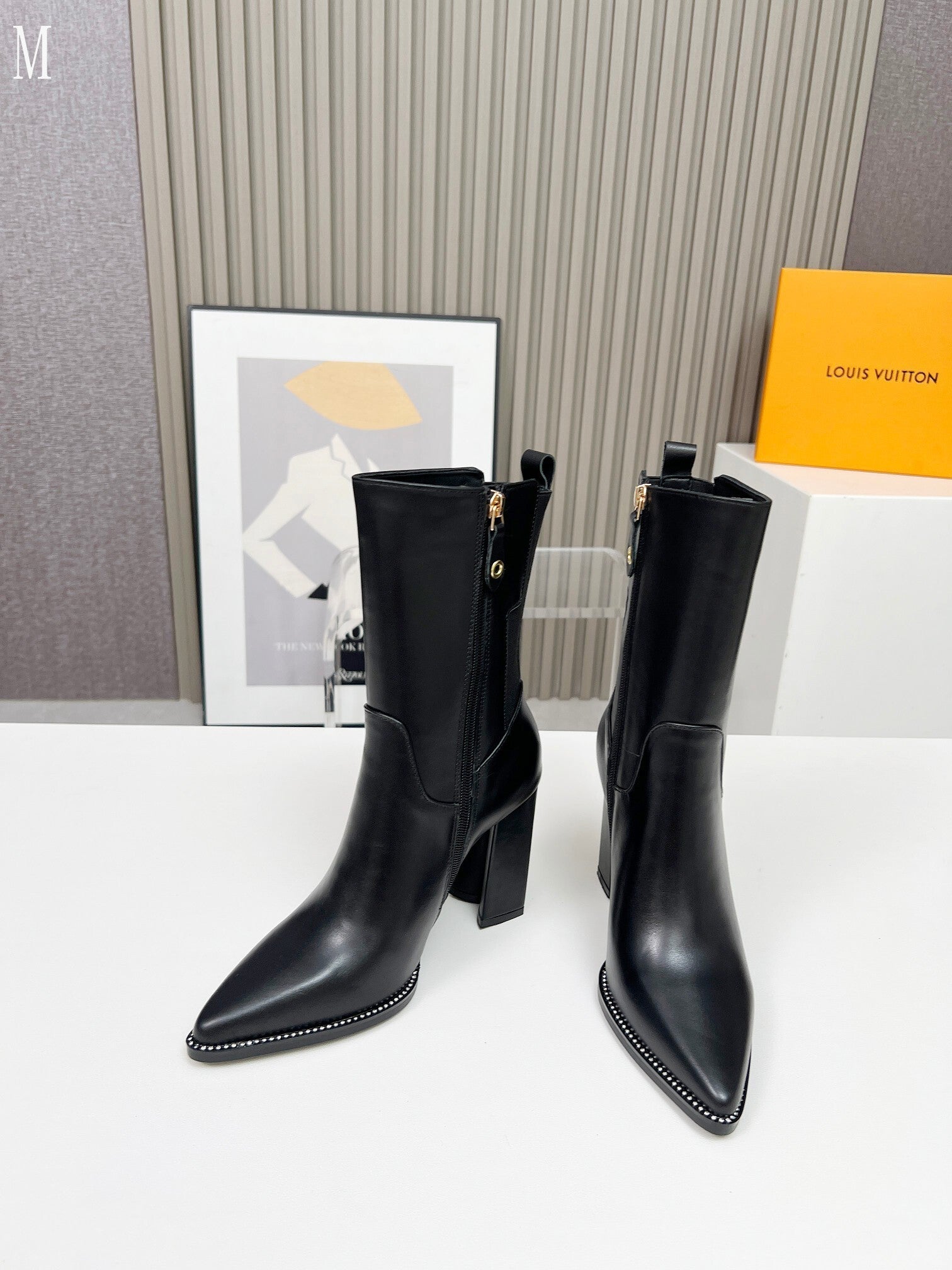 Smooth Leather Stud-Detail Ankle Boots