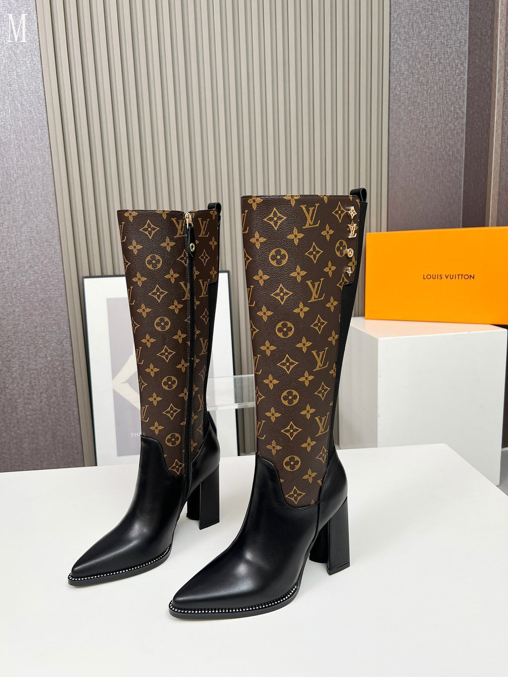 Monogram Knee-High Leather Boots