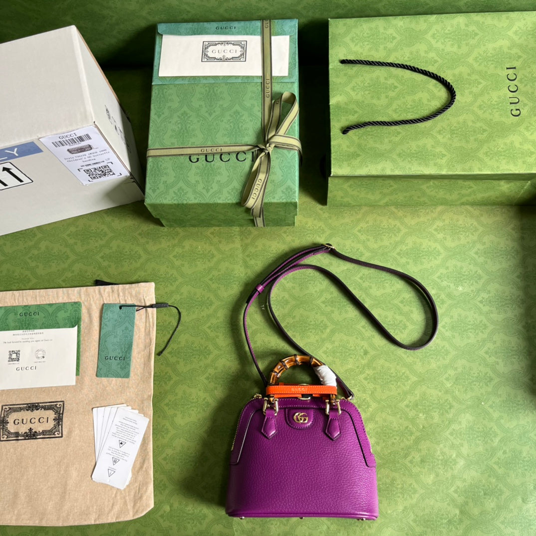 Diana Leather Bamboo Handle Bag