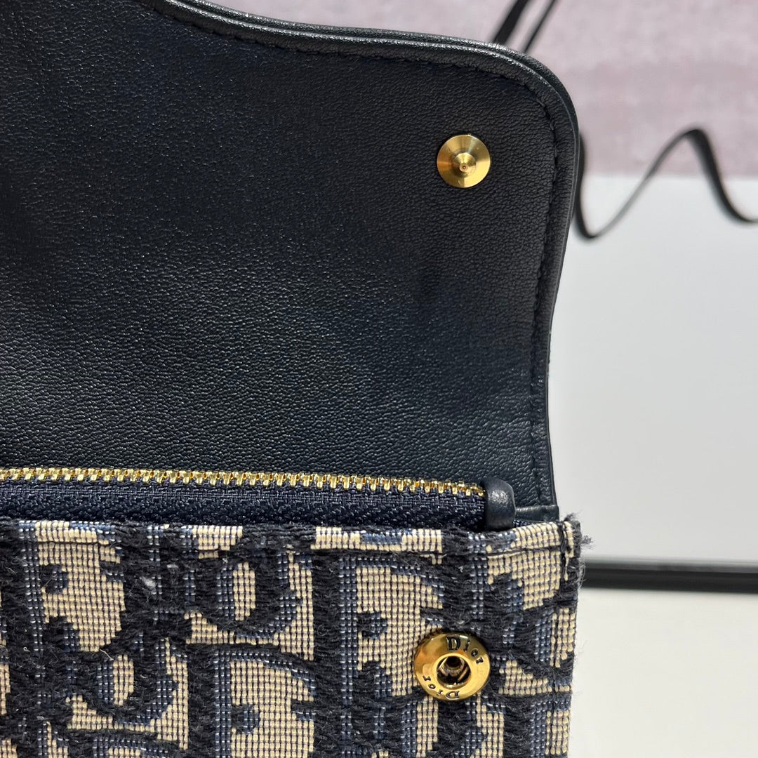 Oblique Lotus Wallet with Asymmetrical Flap & Gold "D" Charm