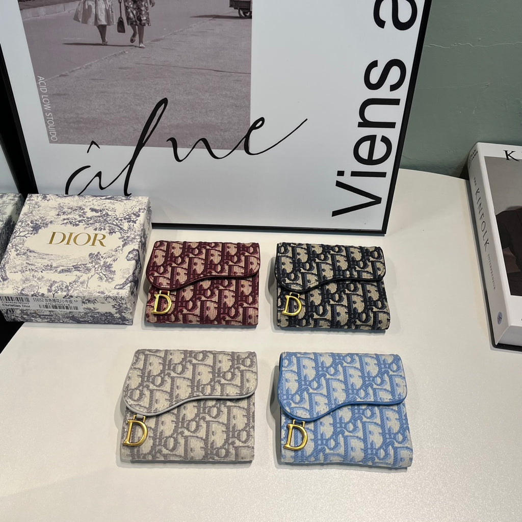 Oblique Lotus Wallet with Asymmetrical Flap & Gold "D" Charm