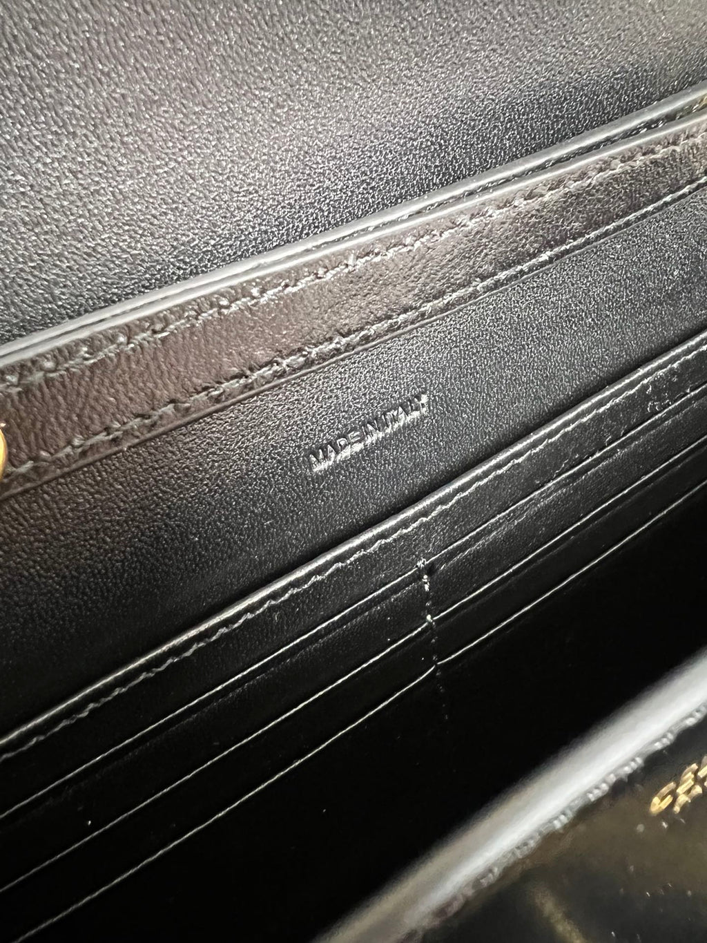 Triomphe Glossy Cowhide Leather Chain Wallet