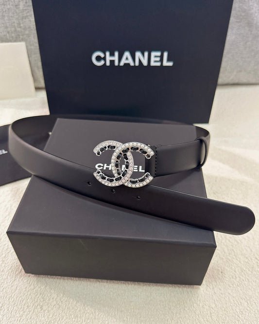 Pearl CC Logo Leather Belt – 28mm