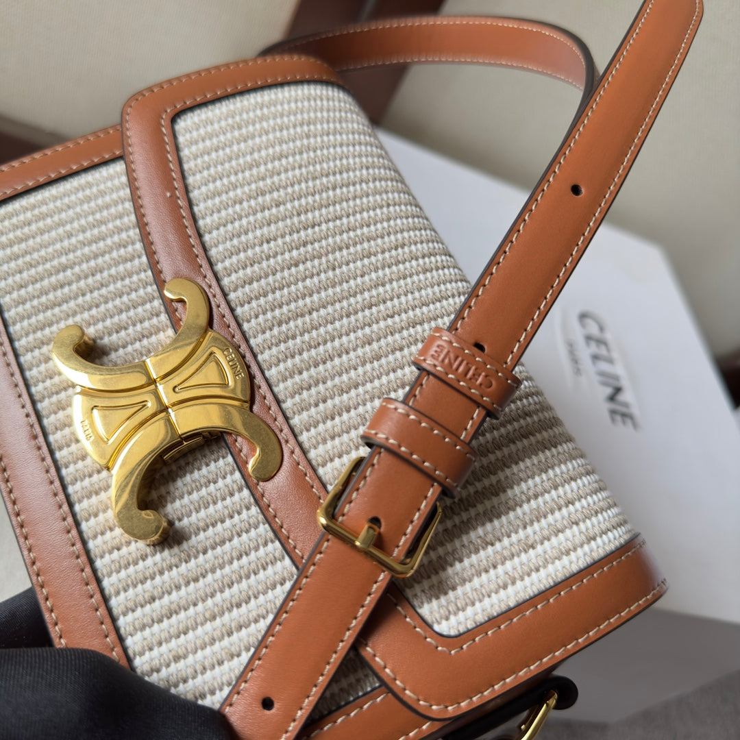 Triomphe Jacquard Canvas Small Shoulder Bag