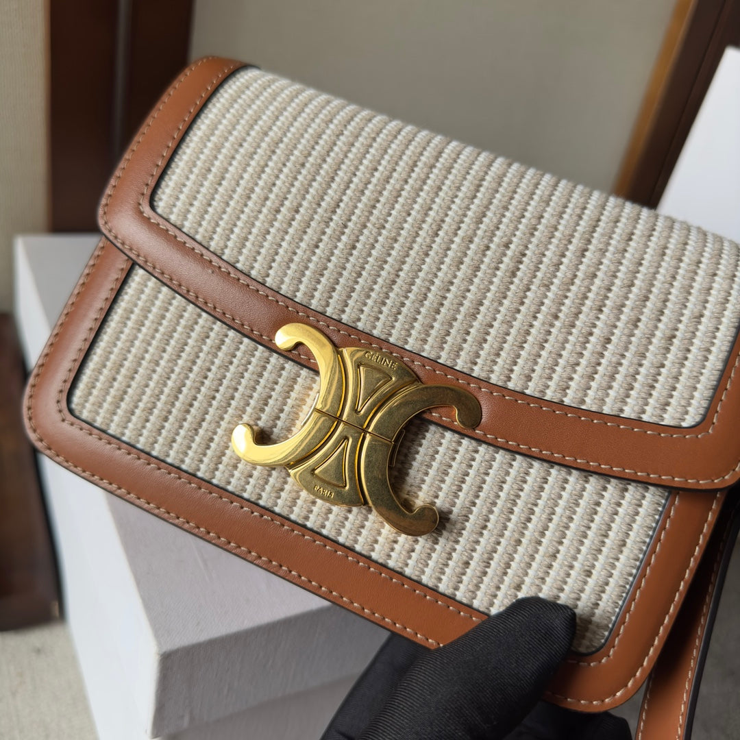 Triomphe Jacquard Canvas Small Shoulder Bag