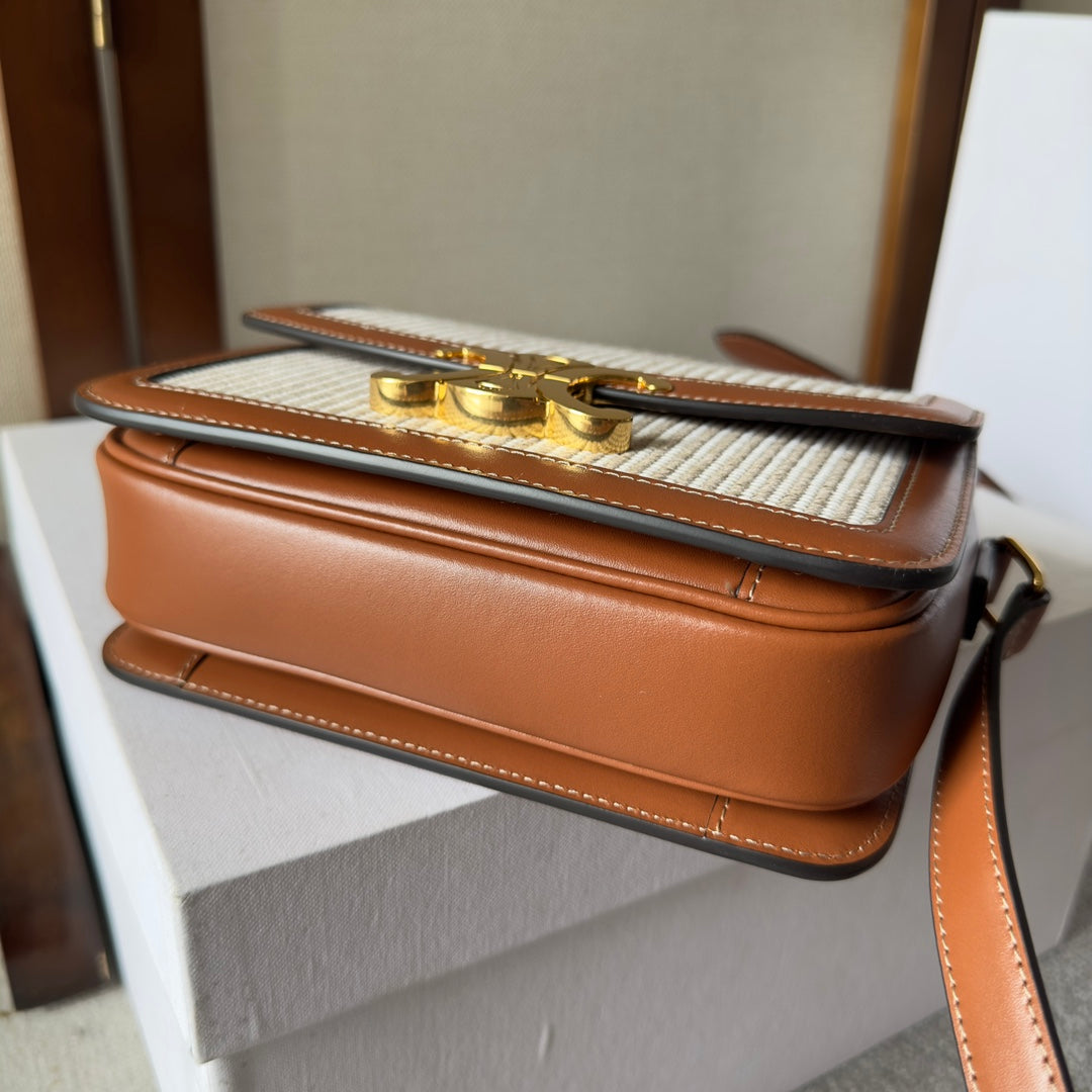 Triomphe Jacquard Canvas Small Shoulder Bag