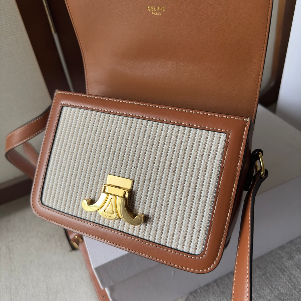 Triomphe Jacquard Canvas Small Shoulder Bag