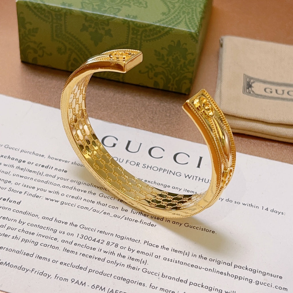 Vintage Gold Engraved Cuff Bracelet