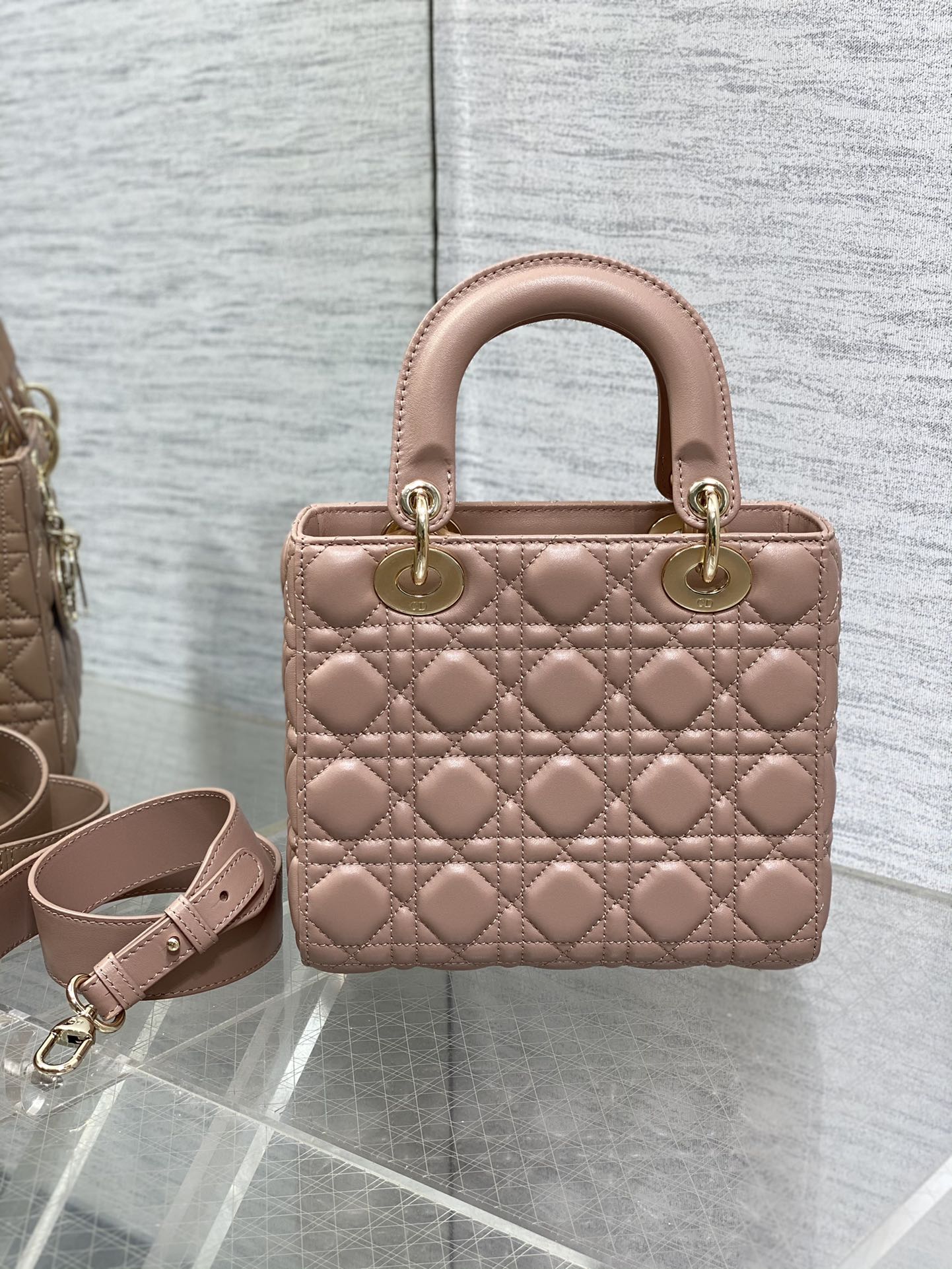 Lady Quilted Leather Top Handle Bag