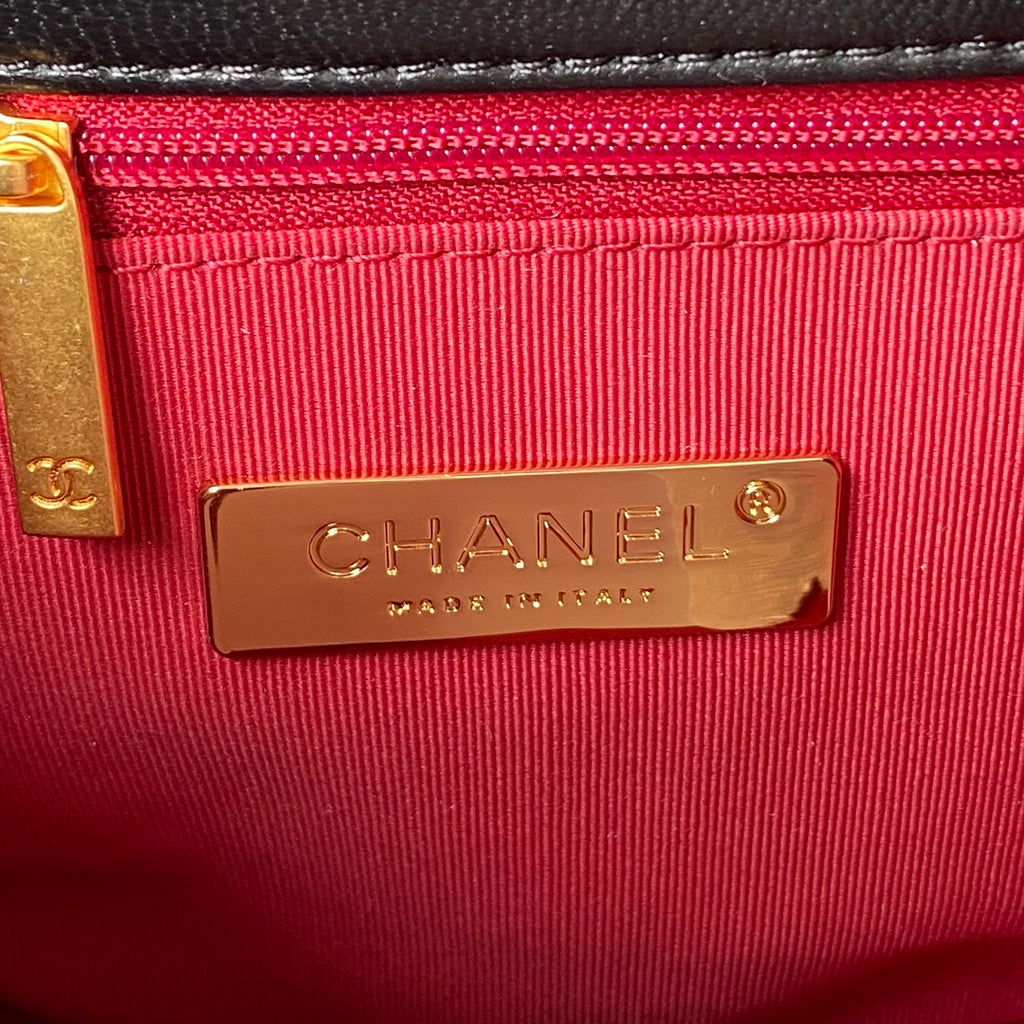 Black Quilted Half-Moon Bag with Mixed Metal Chain