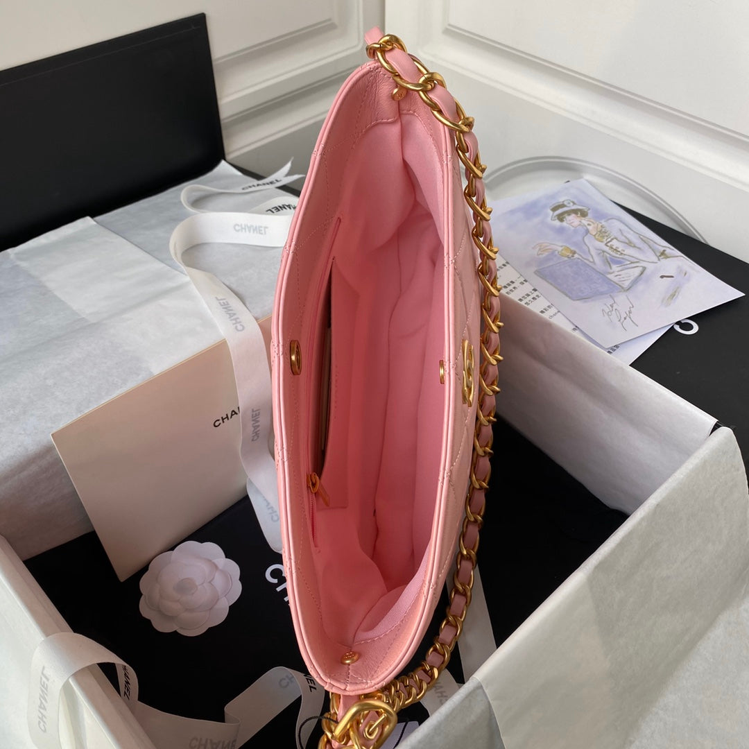 Quilted Lambskin Shoulder Bag with Gold Chain