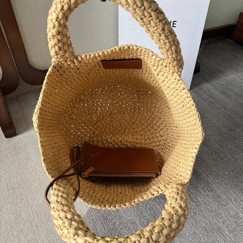 Triomphe Straw Bucket Bag