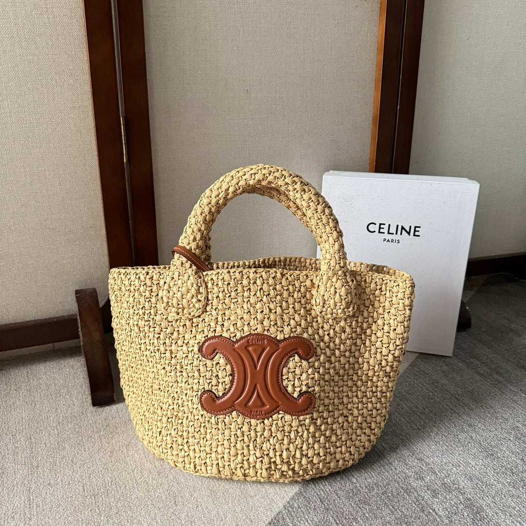 Triomphe Straw Bucket Bag