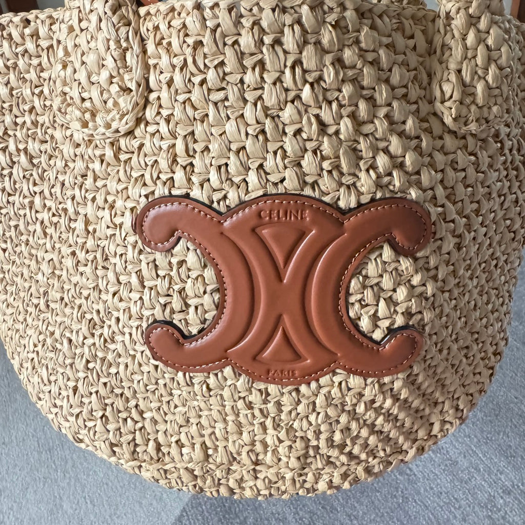 Triomphe Straw Bucket Bag