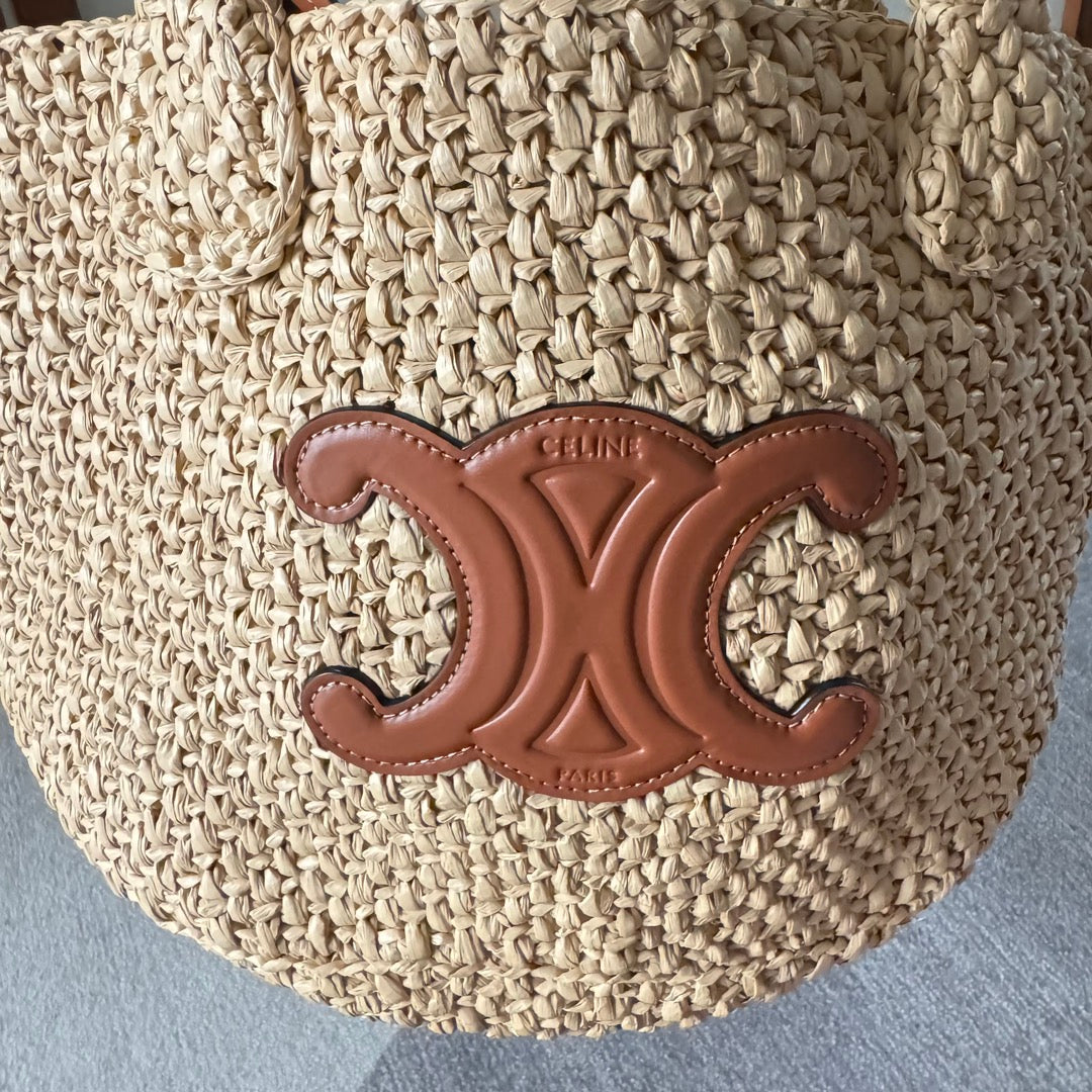 Triomphe Straw Bucket Bag