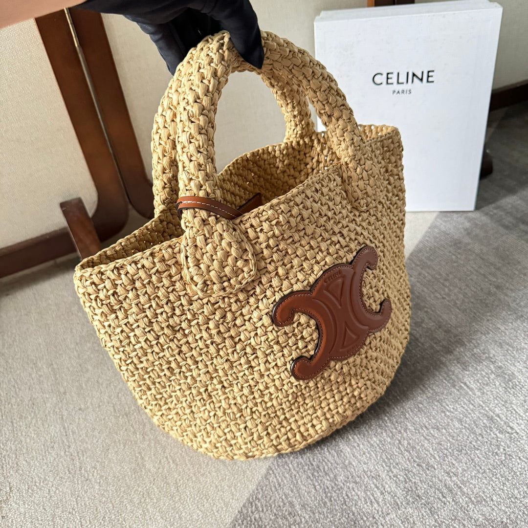 Triomphe Straw Bucket Bag