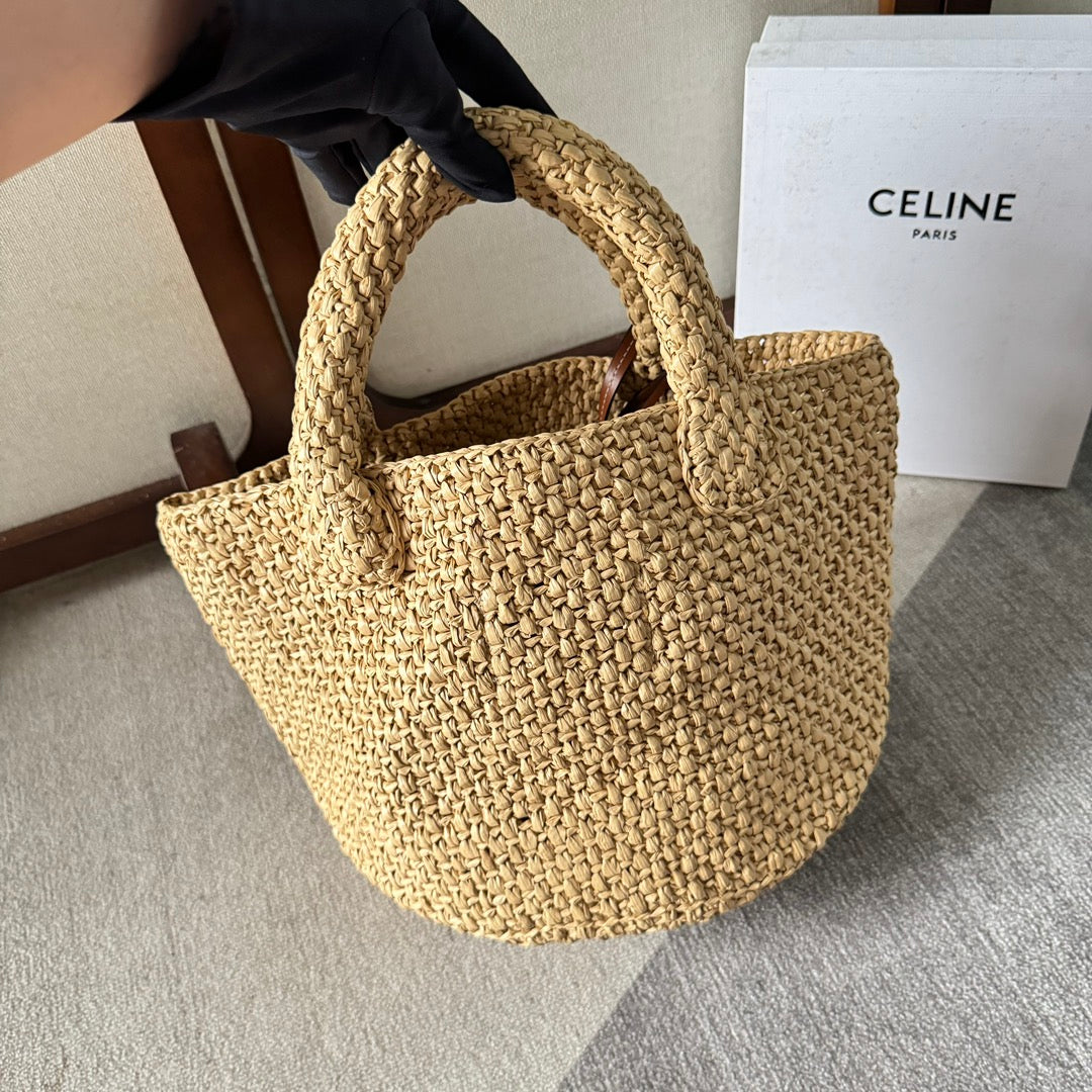 Triomphe Straw Bucket Bag