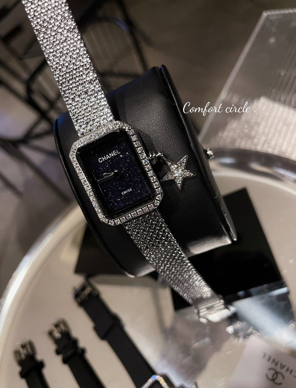 Midnight Sparkle Watch with Crystal Bezel & Star Charm