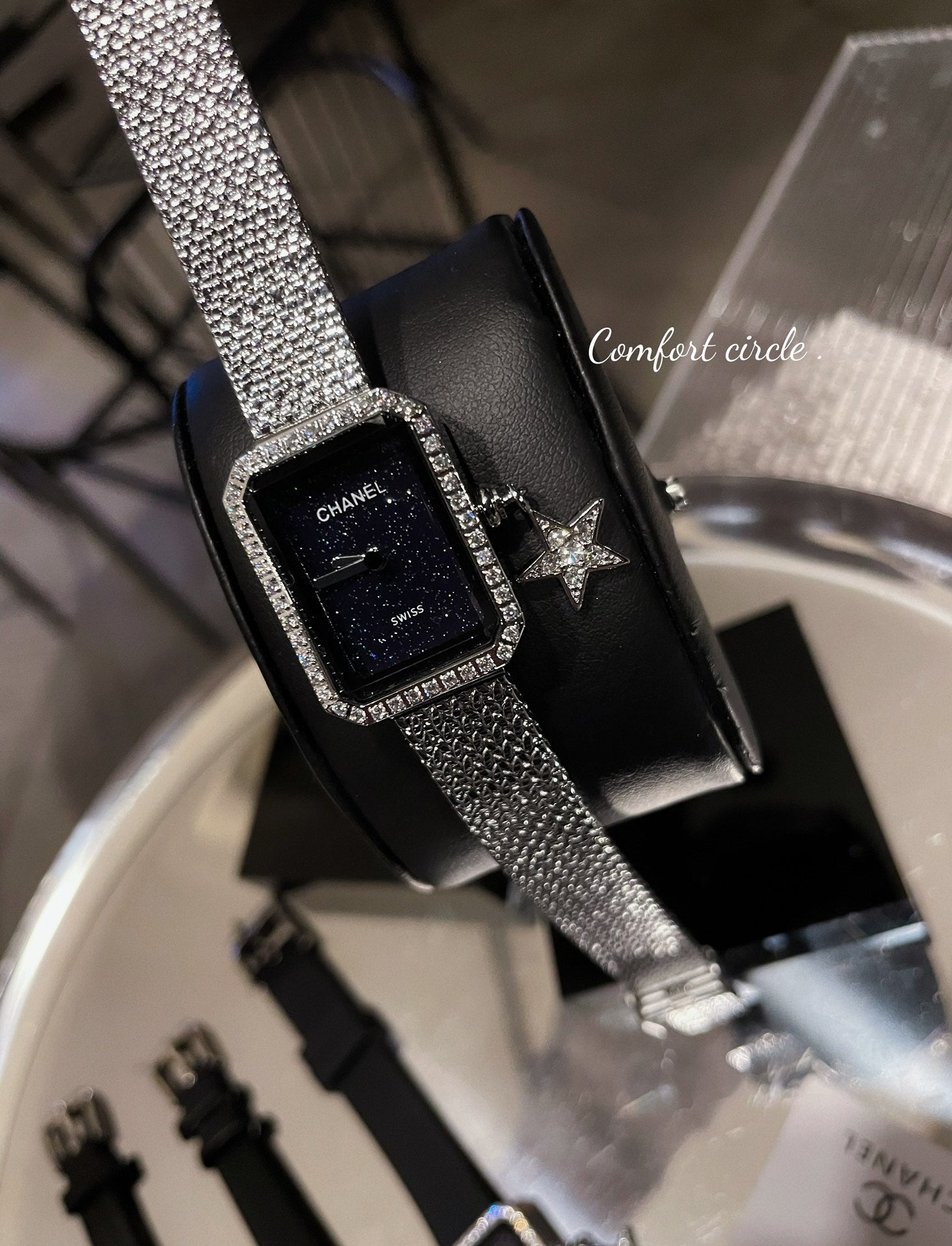 Midnight Sparkle Watch with Crystal Bezel & Star Charm