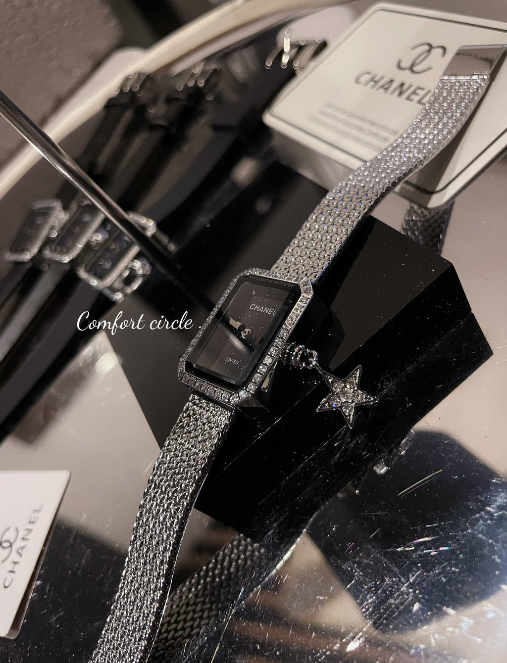 Midnight Sparkle Watch with Crystal Bezel & Star Charm