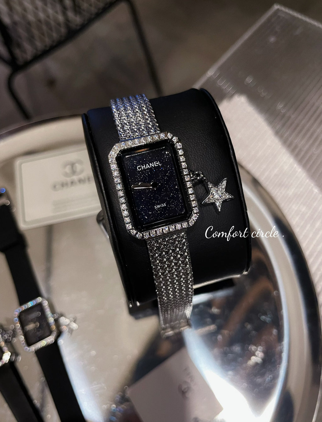 Midnight Sparkle Watch with Crystal Bezel & Star Charm