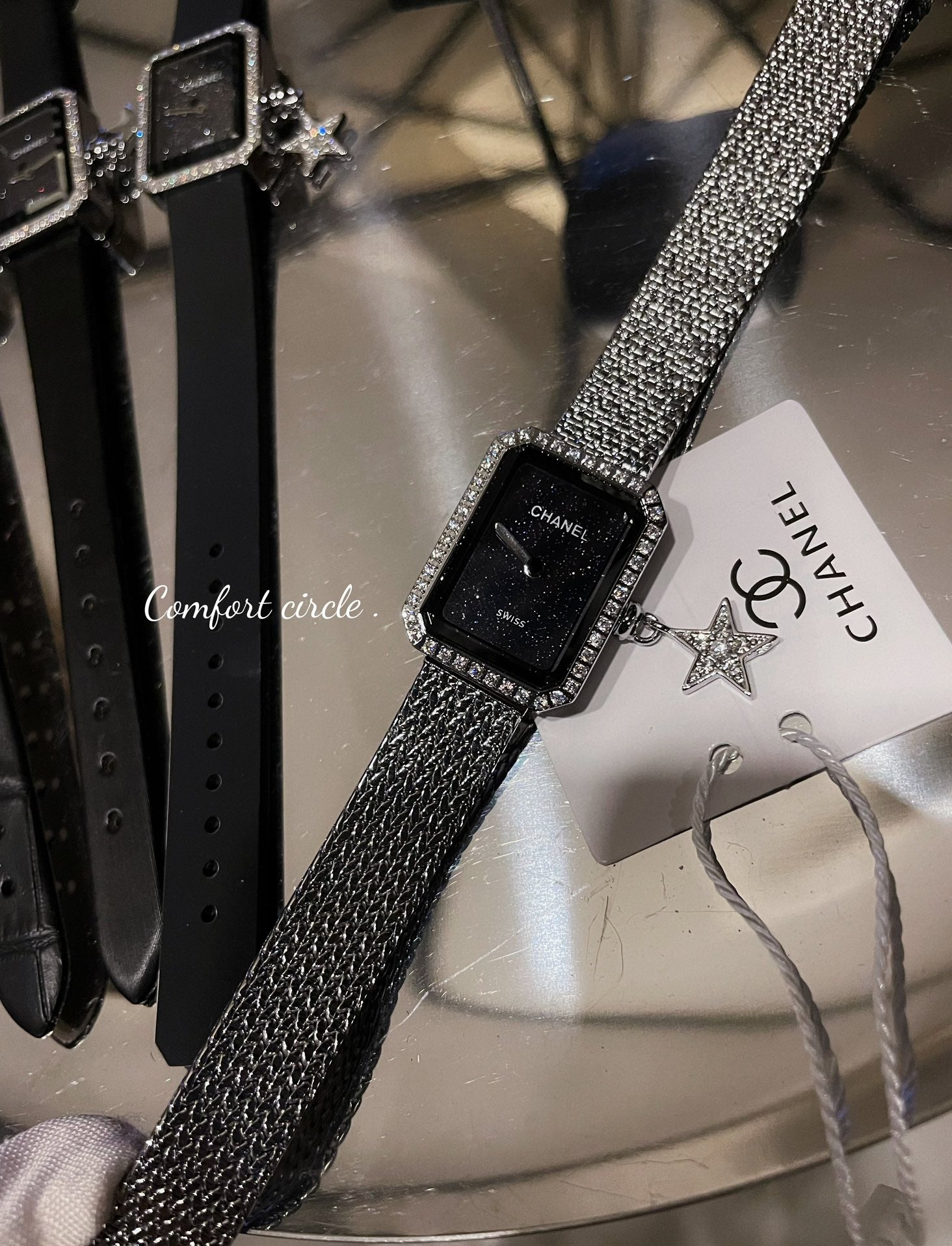 Midnight Sparkle Watch with Crystal Bezel & Star Charm