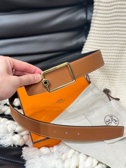 Oscar Reversible Leather Belt – Gold Buckle – 12mm