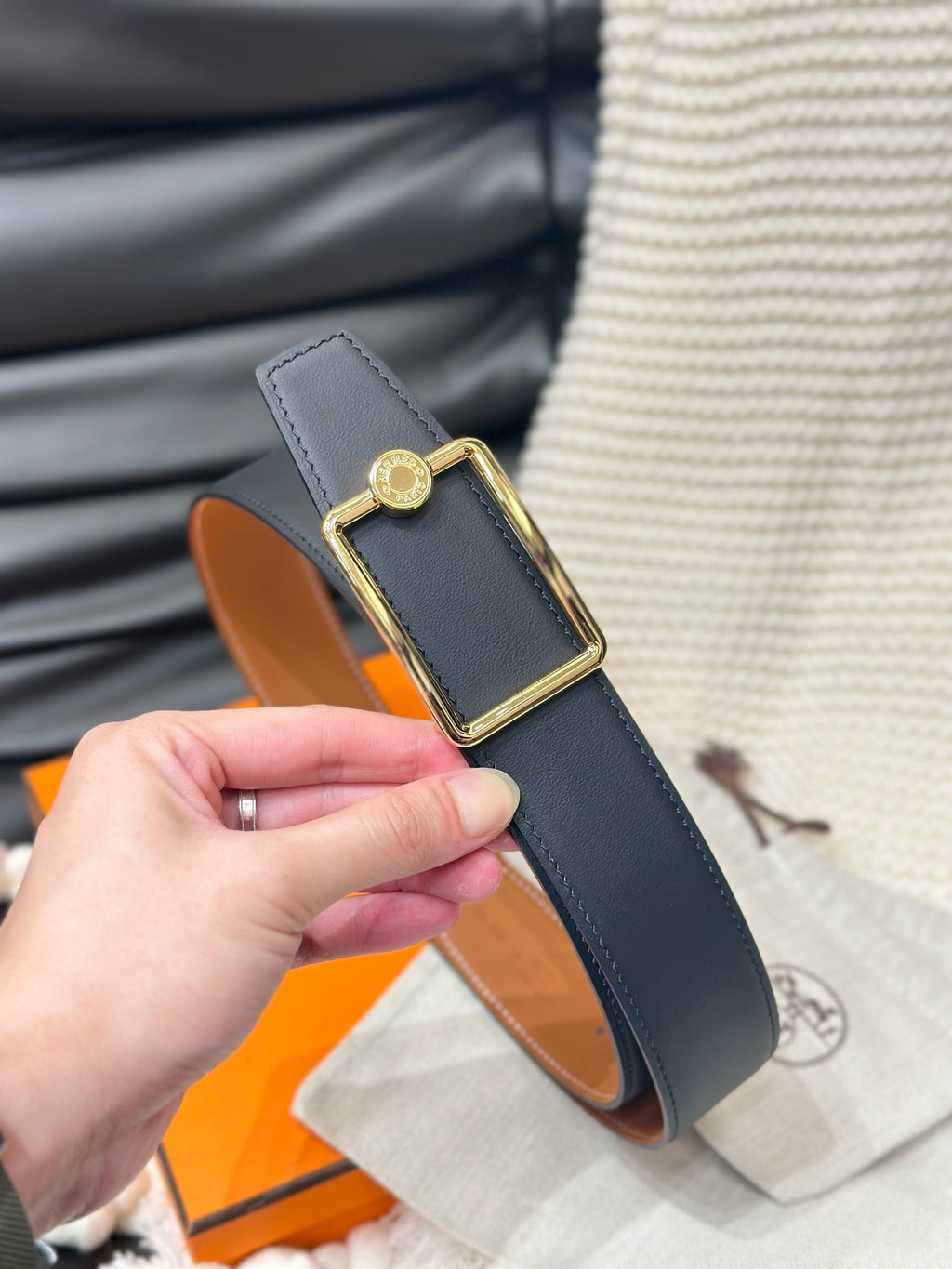 Oscar Reversible Leather Belt – Gold Buckle – 12mm