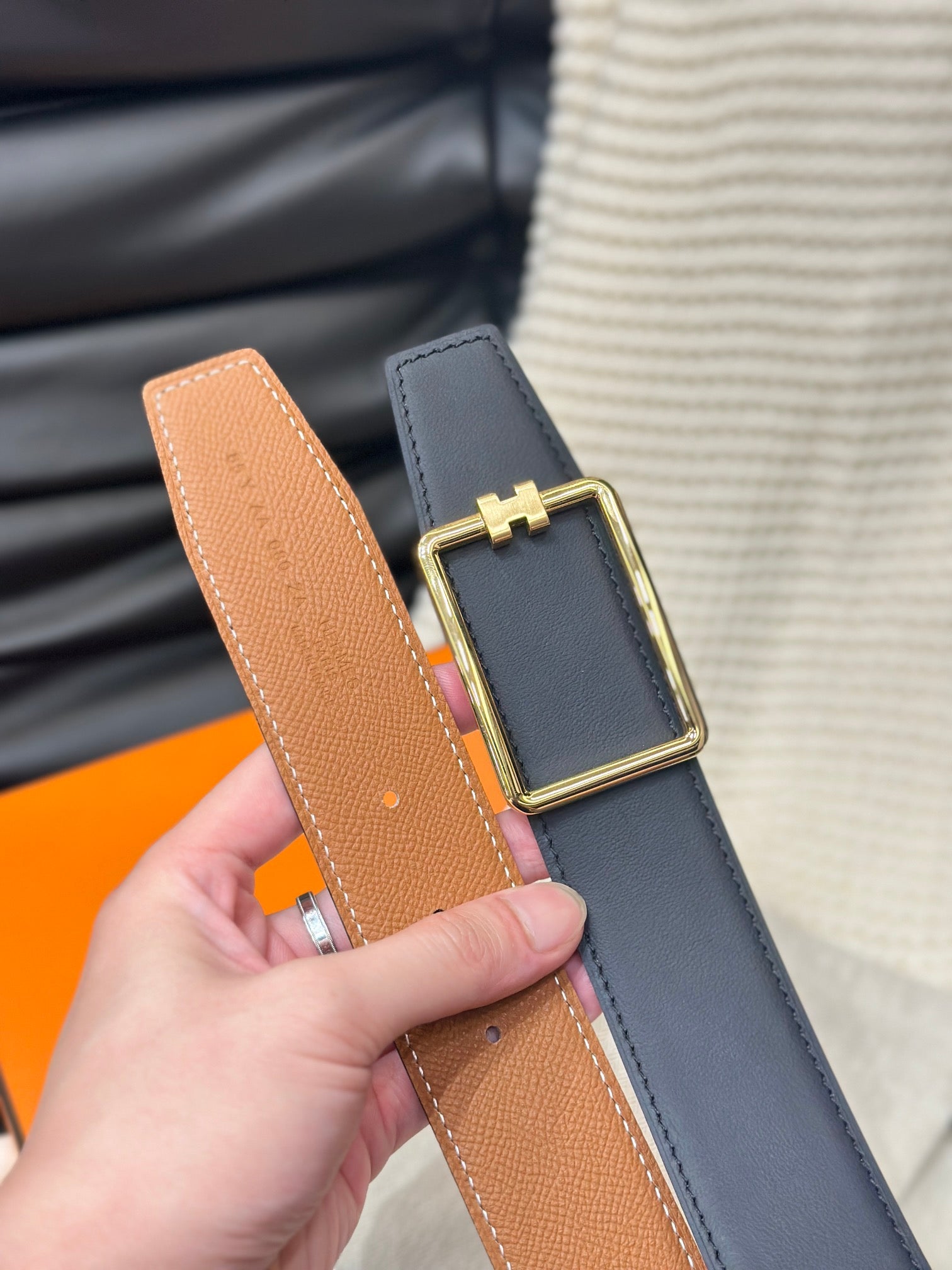 Tube H Reversible Leather Belt